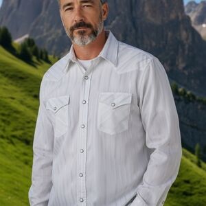 Vintage 80s Ely Cattlemen White Western Gaucho Navajo Cowboy Pearl Snap Shirt XL